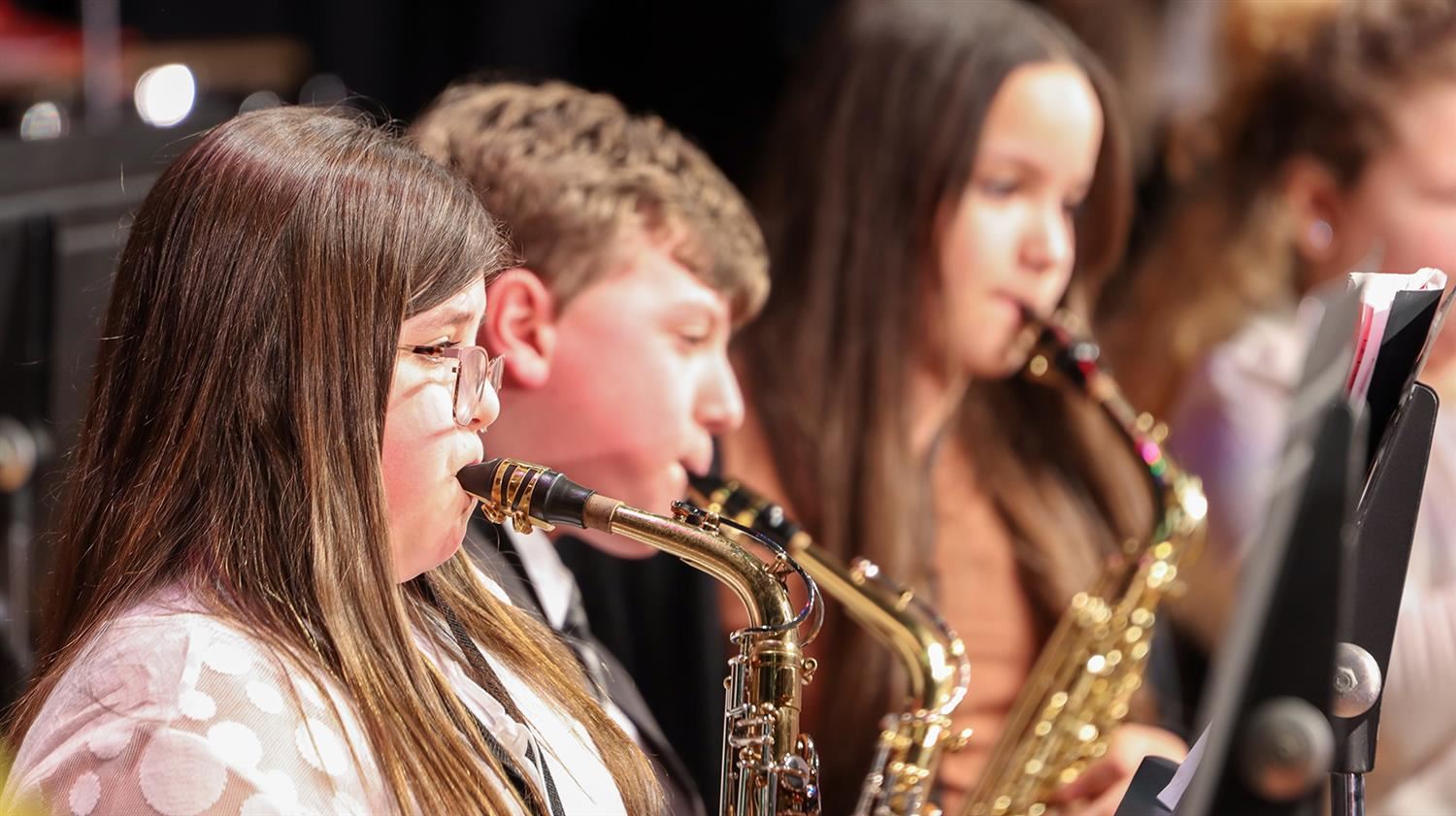  Hannibal band students perform during the recent Music in Our Schools Month concert.