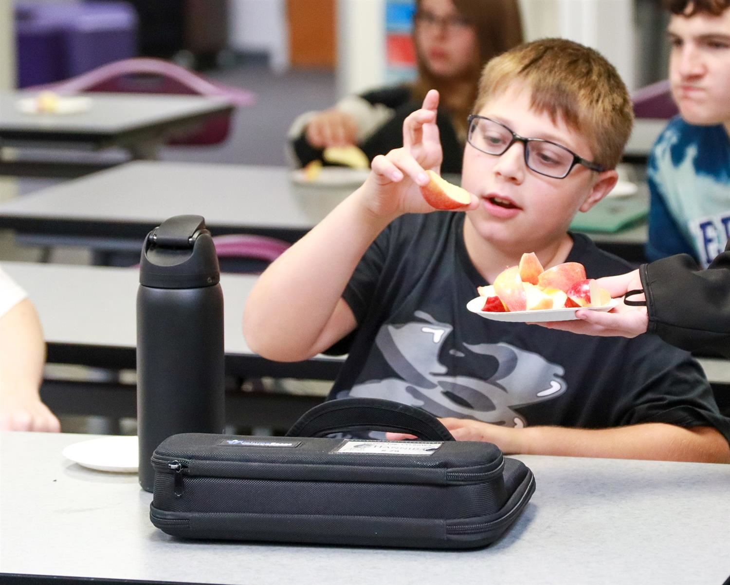  DMK students learn about different apple varieties during a recent lesson.  