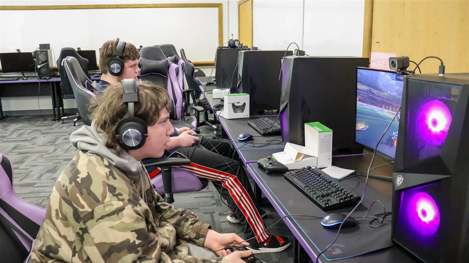  Members of the Hannibal Central School District’s esports team practice on state-of-the-art gearr